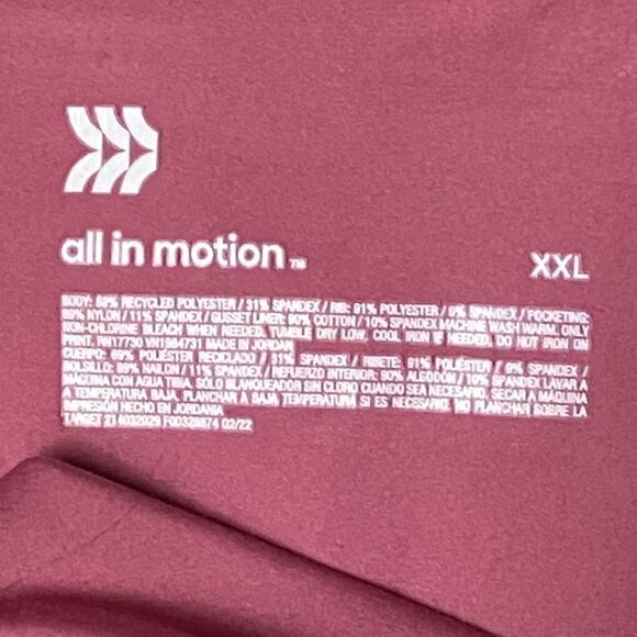 New All In Motion Flex Ribbed High Rise Leggings Rose Red XXL - Picture 4 of 4